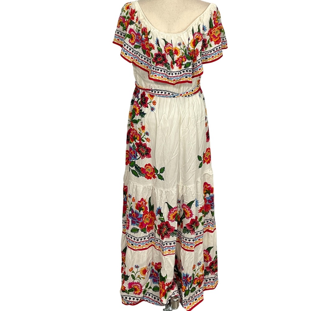BALTIC‎ BORN Dress Women XLarge Ivory Floral Alejandra Maxi Peasant Party Resort